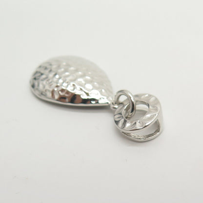 925 Sterling Silver Hammered Finish Teardrop Pendant