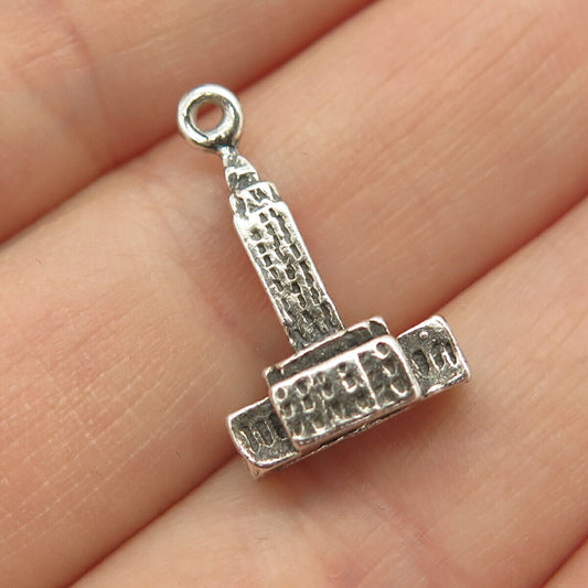 925 Sterling Silver Vintage Tower Design Charm Pendant