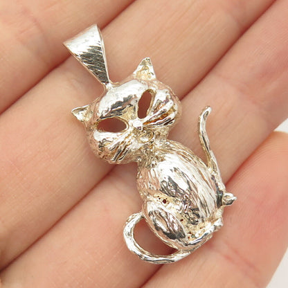 925 Sterling Silver Vintage Cat / Kitty Design Pendant