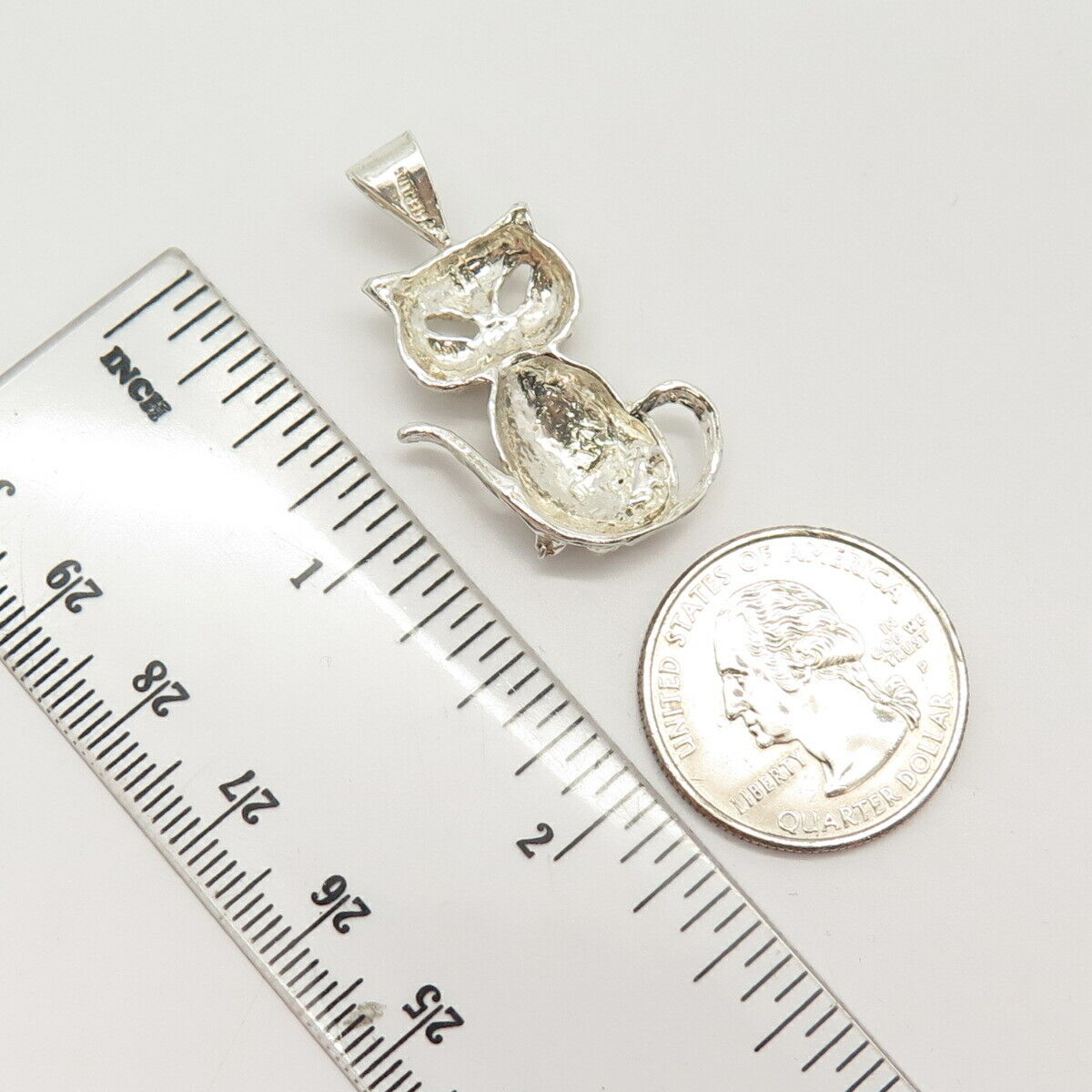 925 Sterling Silver Vintage Cat / Kitty Design Pendant