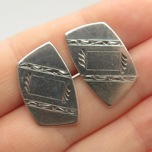 925 Sterling Silver Vintage Etched Cufflinks