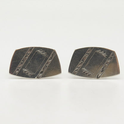 925 Sterling Silver Vintage Etched Cufflinks