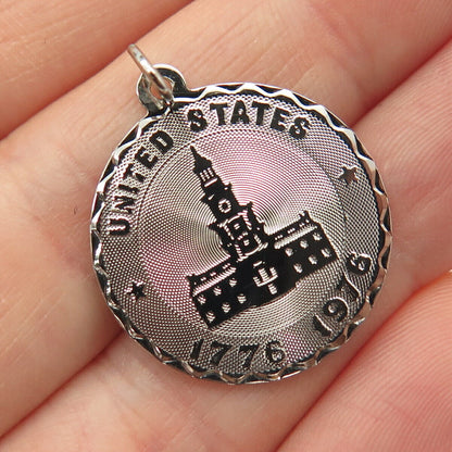 925 Sterling Silver Vintage Crea US Capitol Round Pendant