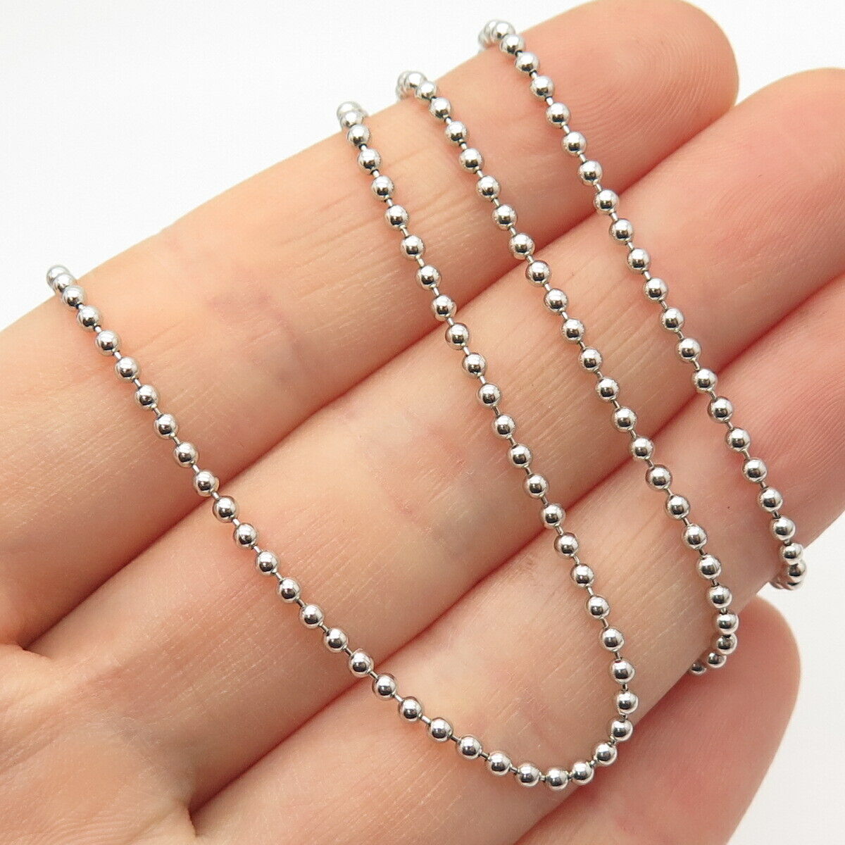 925 Sterling Silver Me.n.u Ball Chain Necklace Size 32"