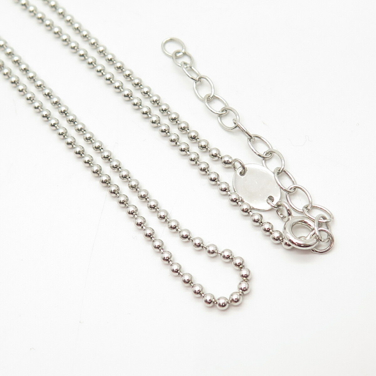 925 Sterling Silver Me.n.u Ball Chain Necklace Size 32"