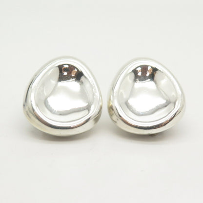 925 Sterling Silver Vintage Mexico Concave Hollow Clip On Earrings