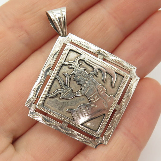 900 Silver Vintage Tribal God Pin Brooch / Pendant