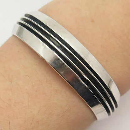 925 Sterling Silver Vintage Tribal Cuff Bracelet 6.5"