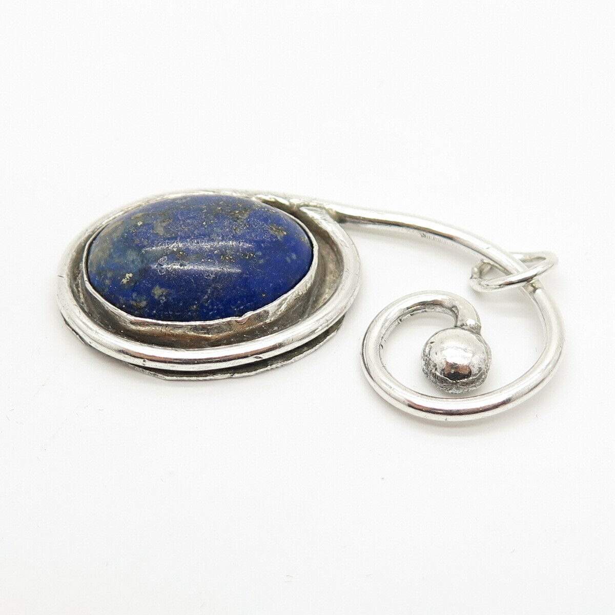 925 Sterling Silver Vintage Real Lapis Lazuli Gemstone Pendant