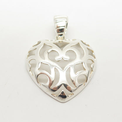 925 Sterling Silver Vintage Italy Milor Cutout Heart Pendant