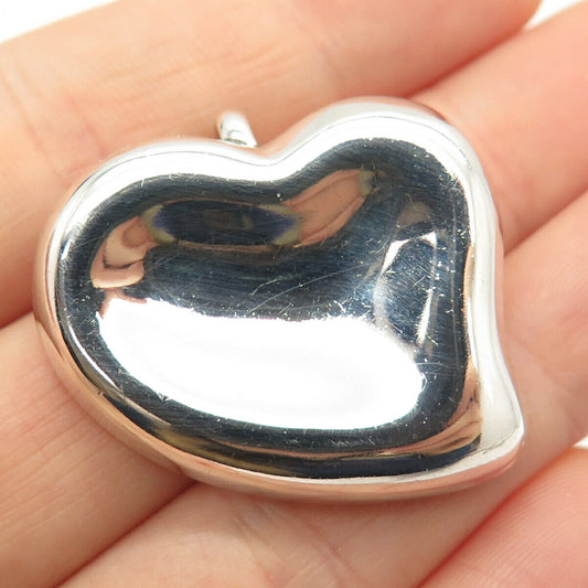 925 Sterling Silver Vintage Mexico Concave Heart Slide Pendant