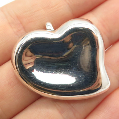 925 Sterling Silver Vintage Mexico Concave Heart Slide Pendant