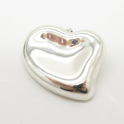 925 Sterling Silver Vintage Mexico Concave Heart Slide Pendant