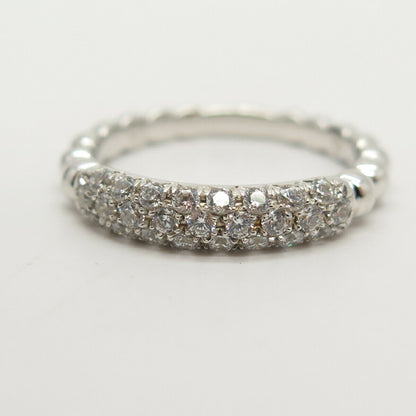 925 Sterling Silver Pave C Z Beaded Ring Size 6.5