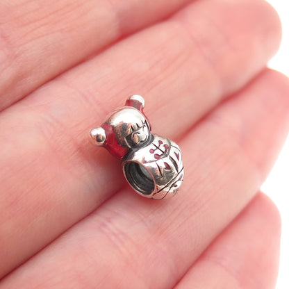 Chamilia 925 Sterling Silver Enamel Japanese Geisha Doll Slide Bead Charm