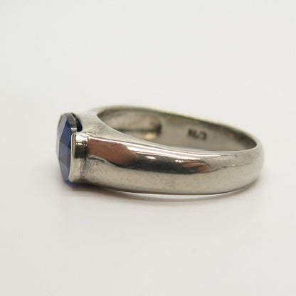 925 Sterling Silver Blue C Z Ring Size 7