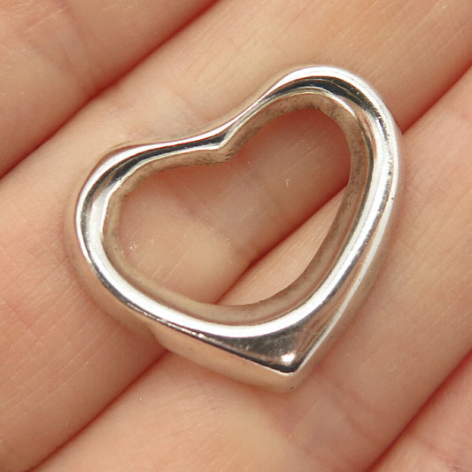 925 Sterling Silver Vintage Mexico Open Heart Slide Pendant