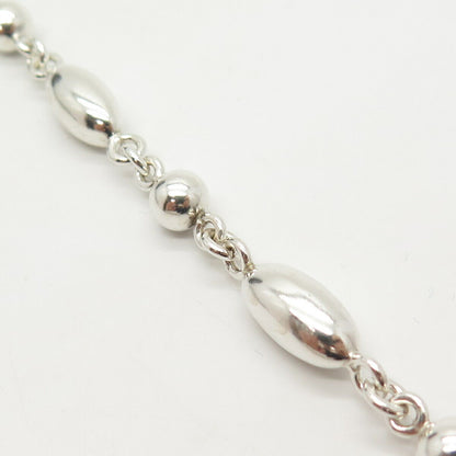 925 Sterling Silver Vintage Bead Link Bracelet 7 1/4"