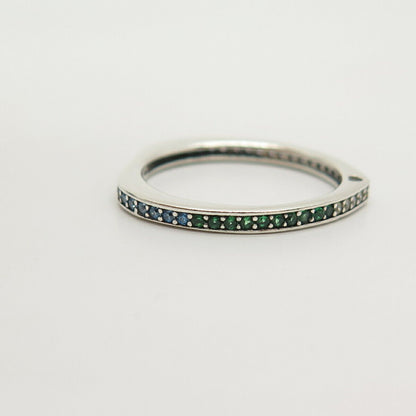 925 Sterling Silver Multi-Color C Z Heart Stackable Ring