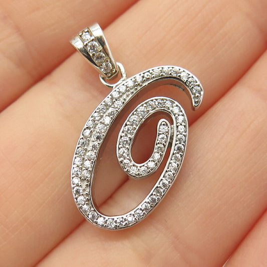 925 Sterling Silver Pave C Z Letter "C" Initial Design Pendant