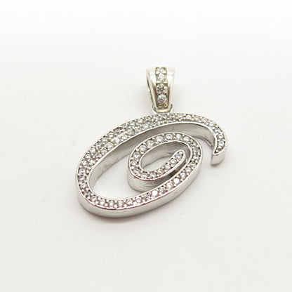 925 Sterling Silver Pave C Z Letter "C" Initial Design Pendant