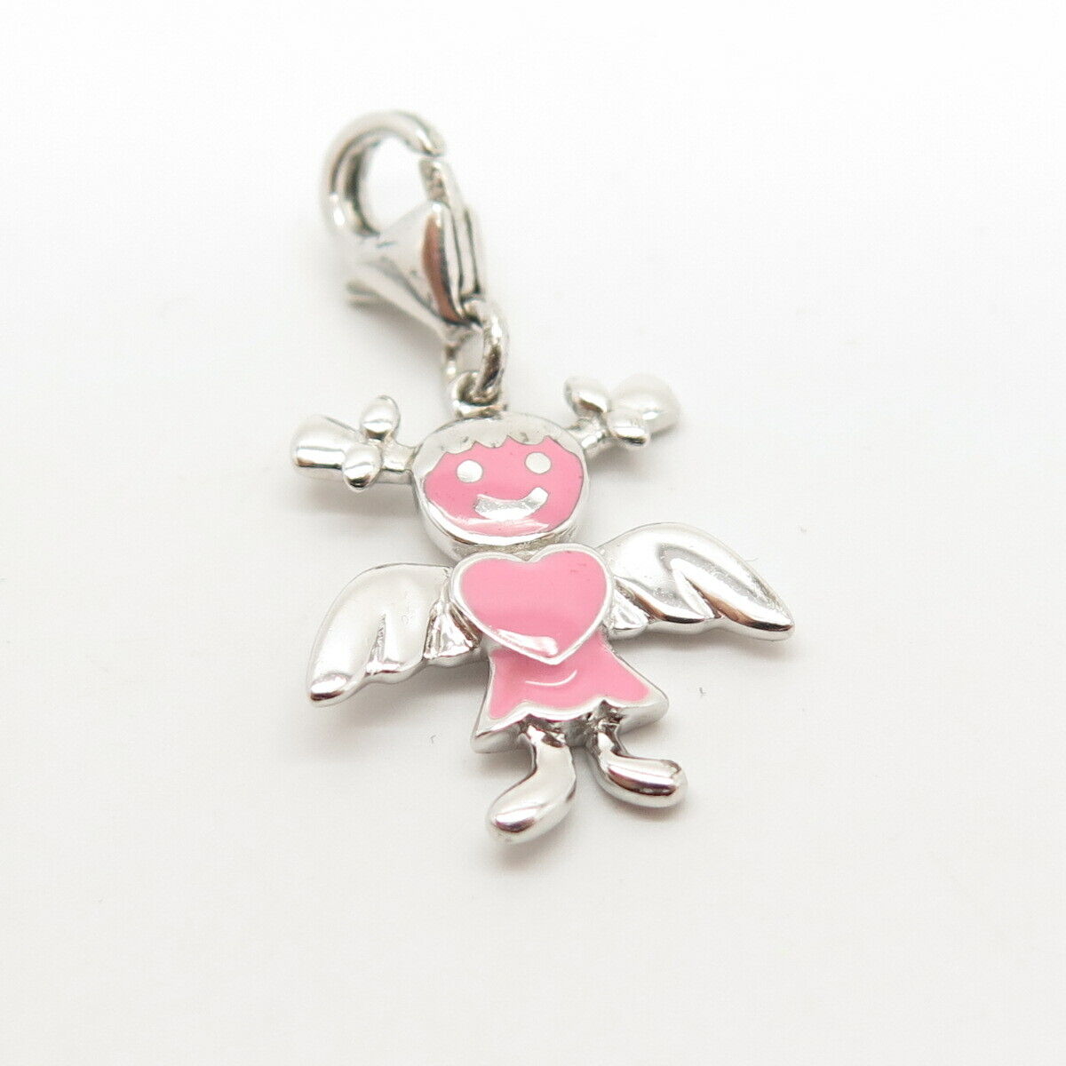 925 Sterling Silver Enamel Girl Angel Small Charm Pendant