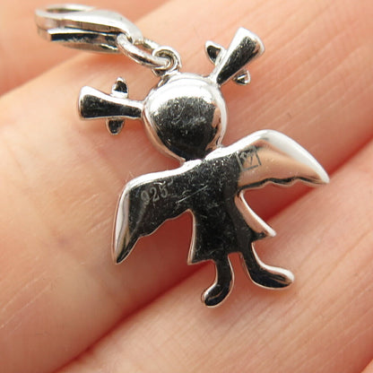 925 Sterling Silver Enamel Girl Angel Small Charm Pendant