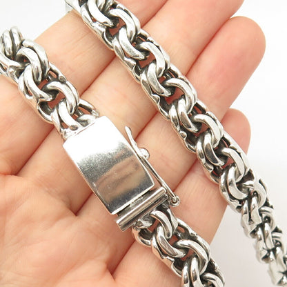 925 Sterling Silver Vintage Mexico Double Rolo Chain Necklace 22"