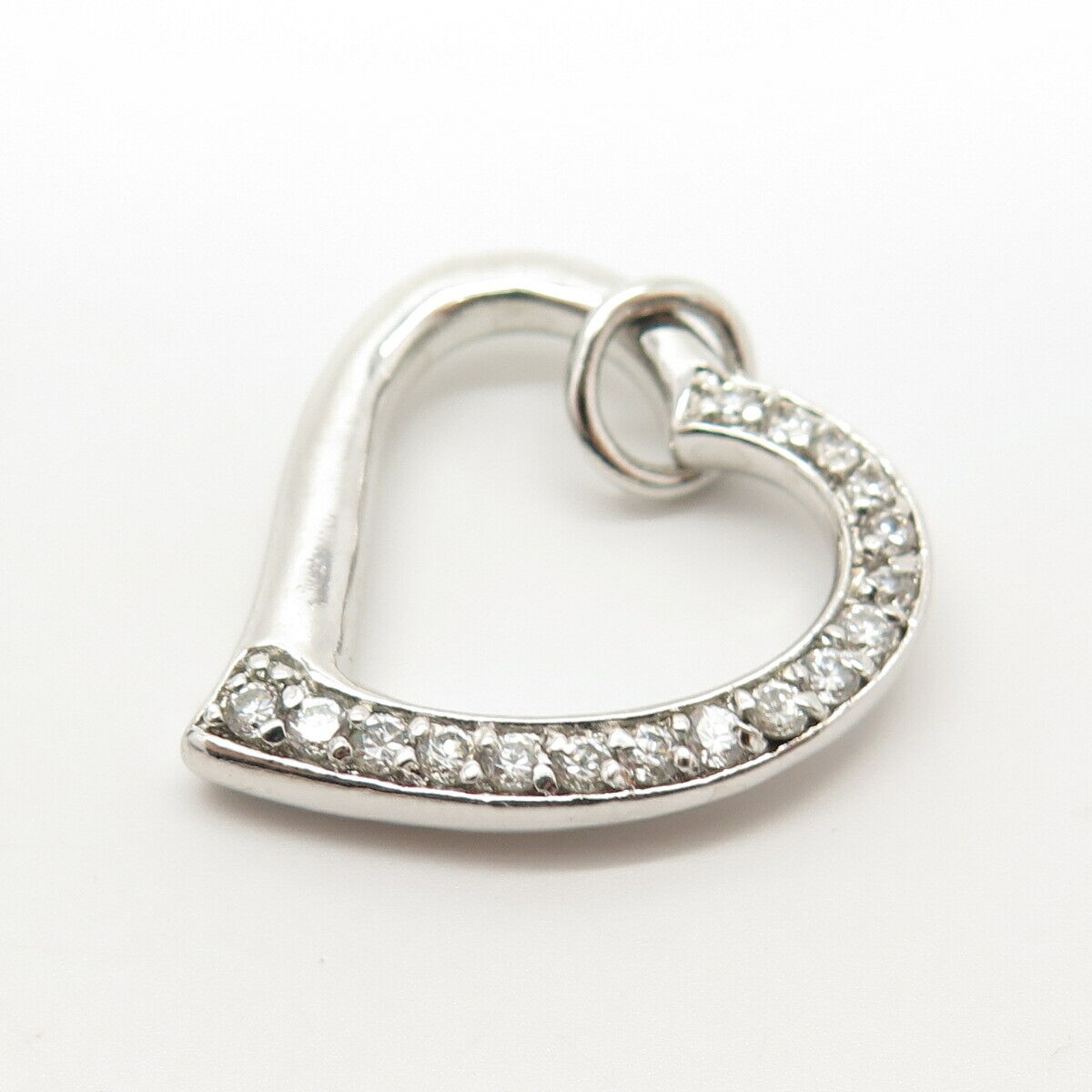 925 Sterling Silver Pave C Z Open Heart Pendant