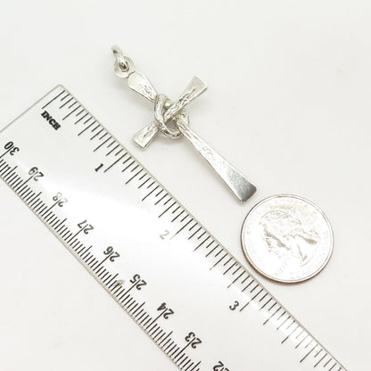 800 Silver Vintage Wrapped Cross Pendant