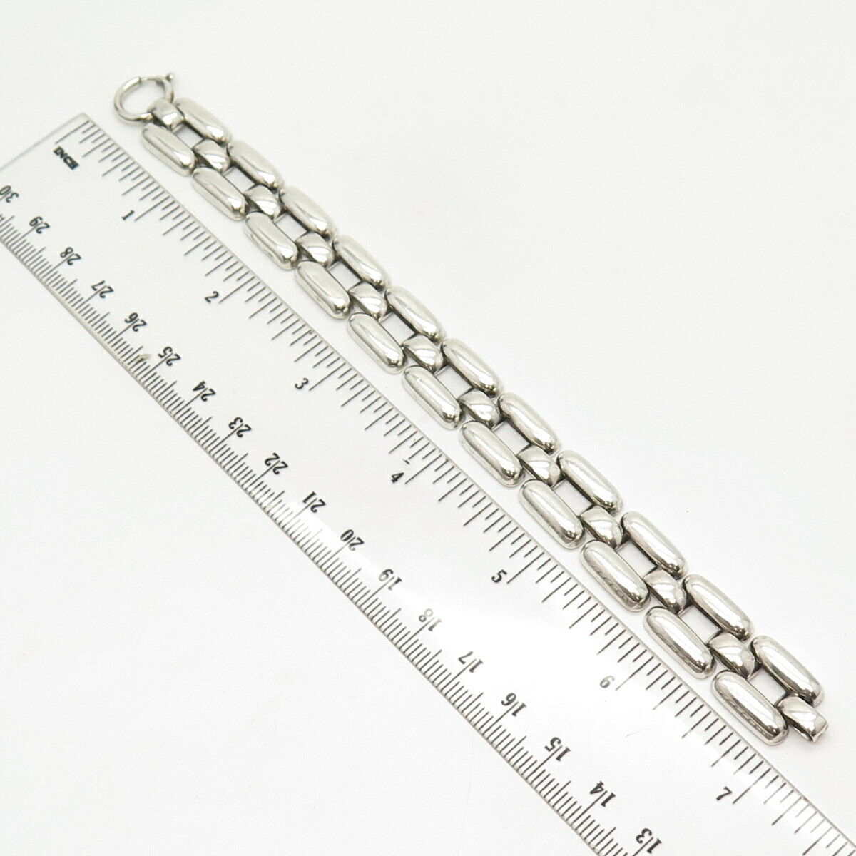 835 Silver Antique Bayanihan Square Link Bracelet 6 3/4"