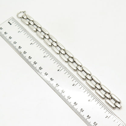 835 Silver Antique Bayanihan Square Link Bracelet 6 3/4"