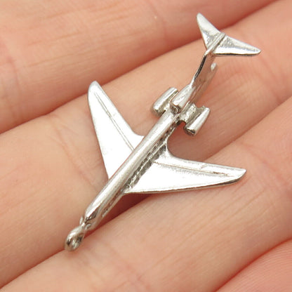 925 Sterling Silver Vintage Airplane Slide Pendant