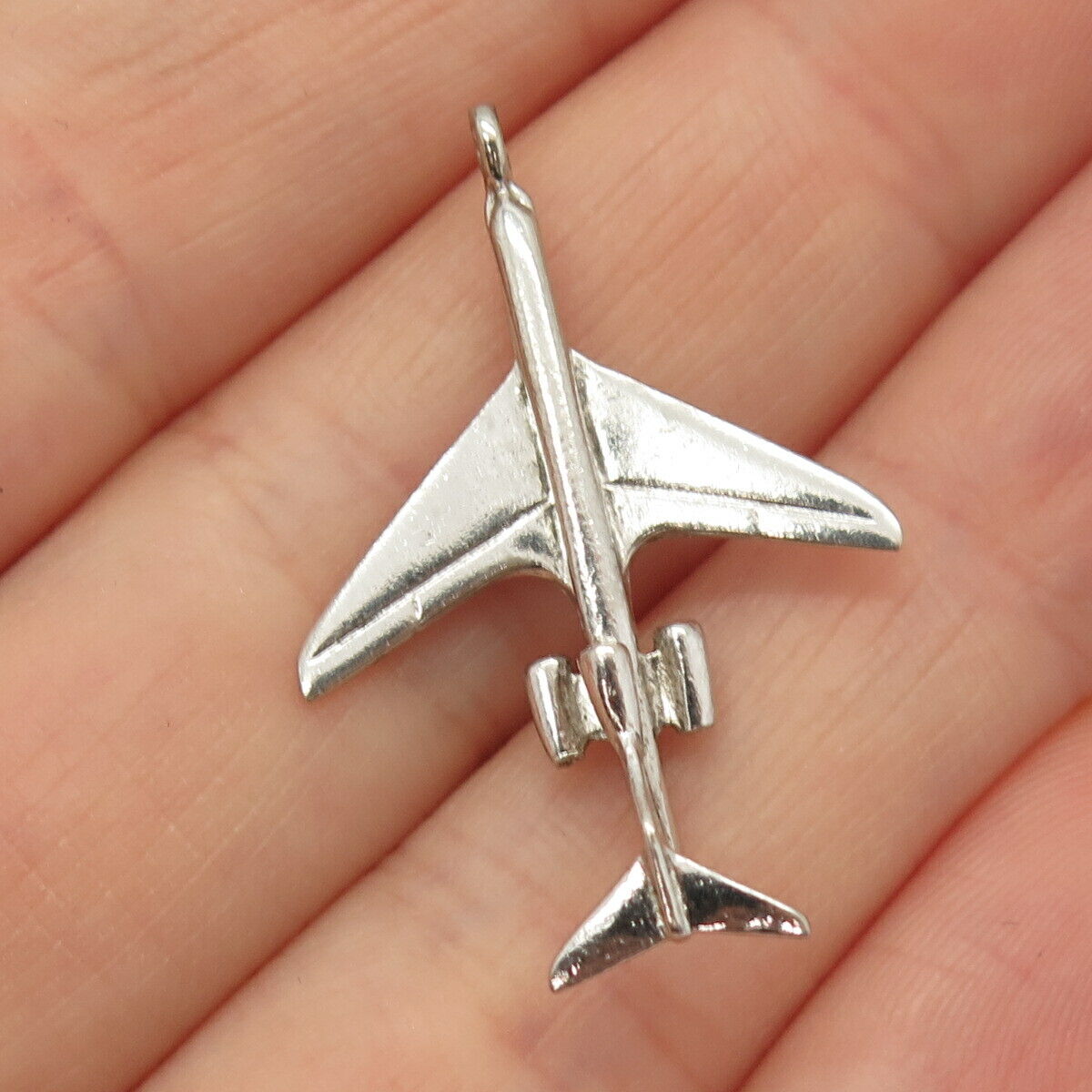 925 Sterling Silver Vintage Airplane Slide Pendant