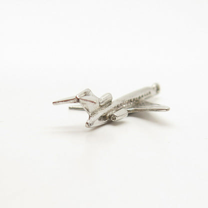 925 Sterling Silver Vintage Airplane Slide Pendant