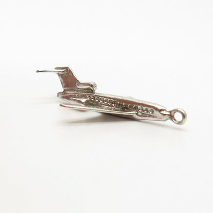 925 Sterling Silver Vintage Airplane Slide Pendant