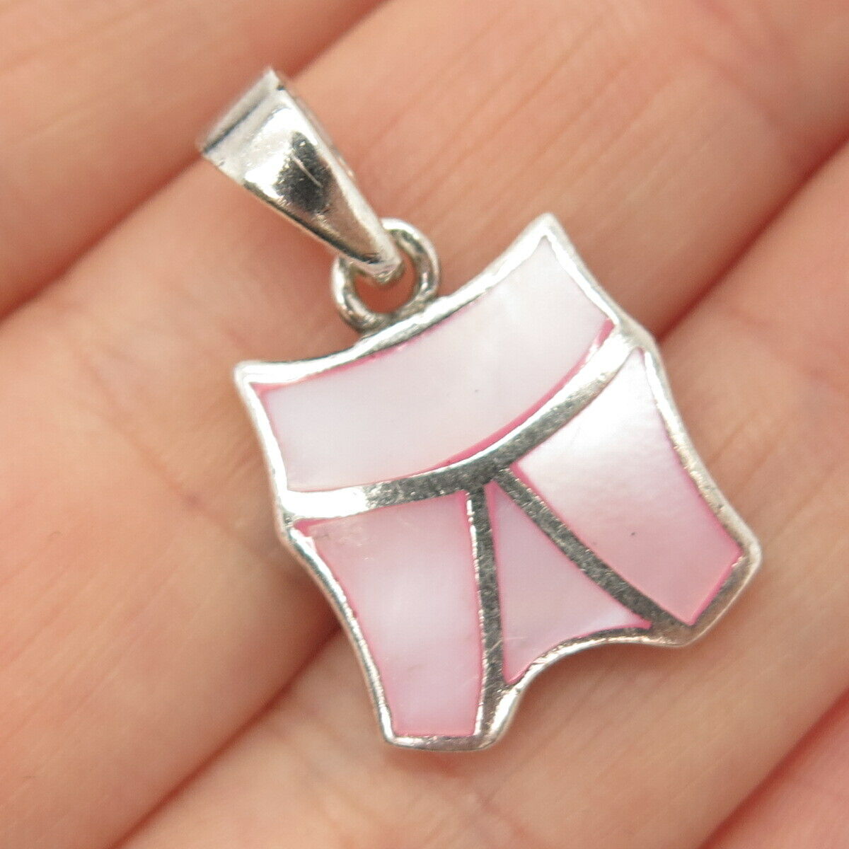 925 Sterling Silver Real Pink Mother-of-Pearl Pendant