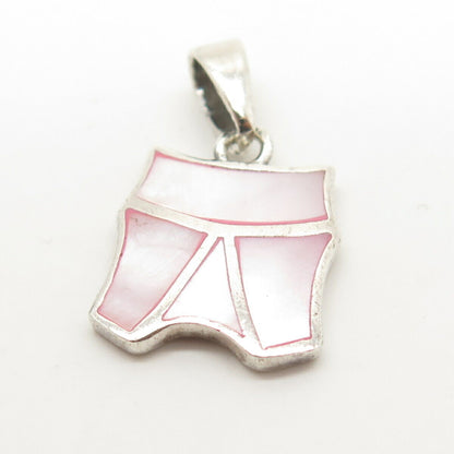 925 Sterling Silver Real Pink Mother-of-Pearl Pendant