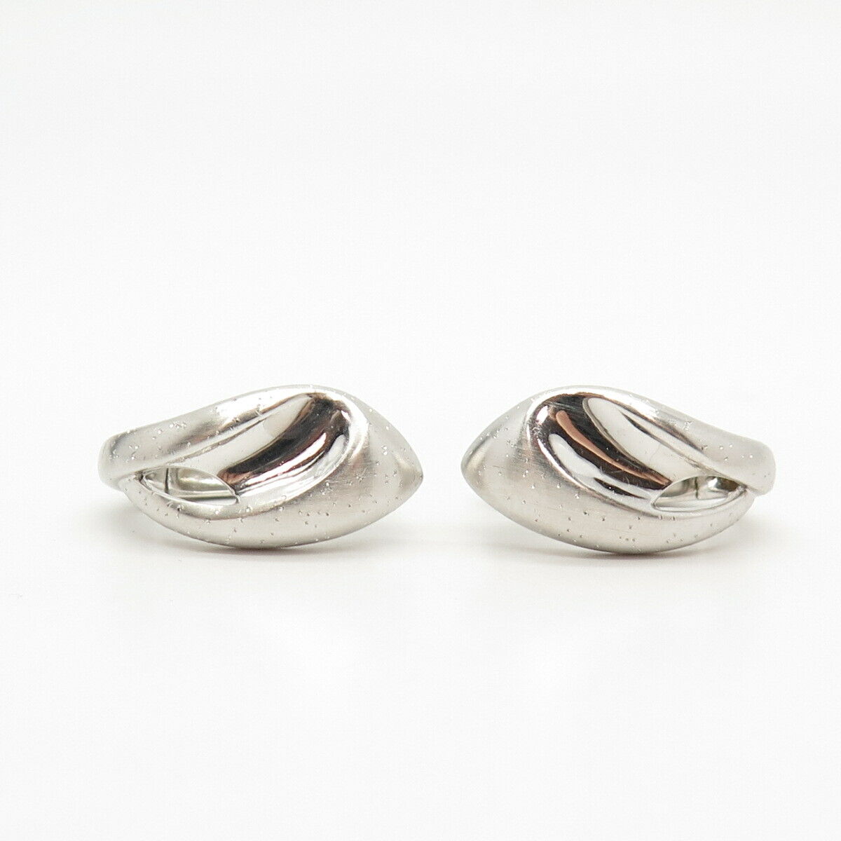 925 Sterling Silver Modernist Design Concave Earrings