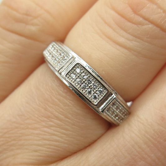 925 Sterling Silver Pave C Z Ring Size 5 3/4