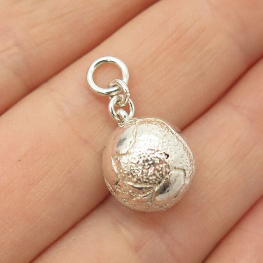 925 Sterling Silver Vintage Textured Ball Small Charm Pendant