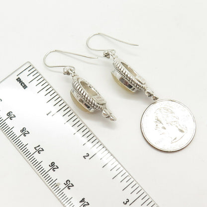 925 Sterling Silver Suarti Bali Real Mother-of-Pearl Boho Dangling Earrings