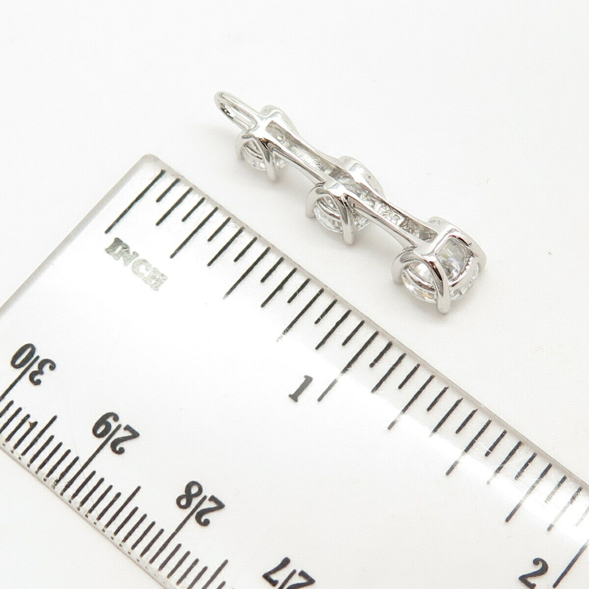 925 Sterling Silver Triple C Z Wand Design Slide Pendant