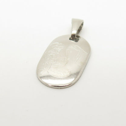 925 Sterling Silver Etched Family Design Pendant