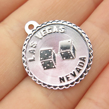 925 Sterling Silver Vintage "Las Vegas Nevada" Dice Design Pendant