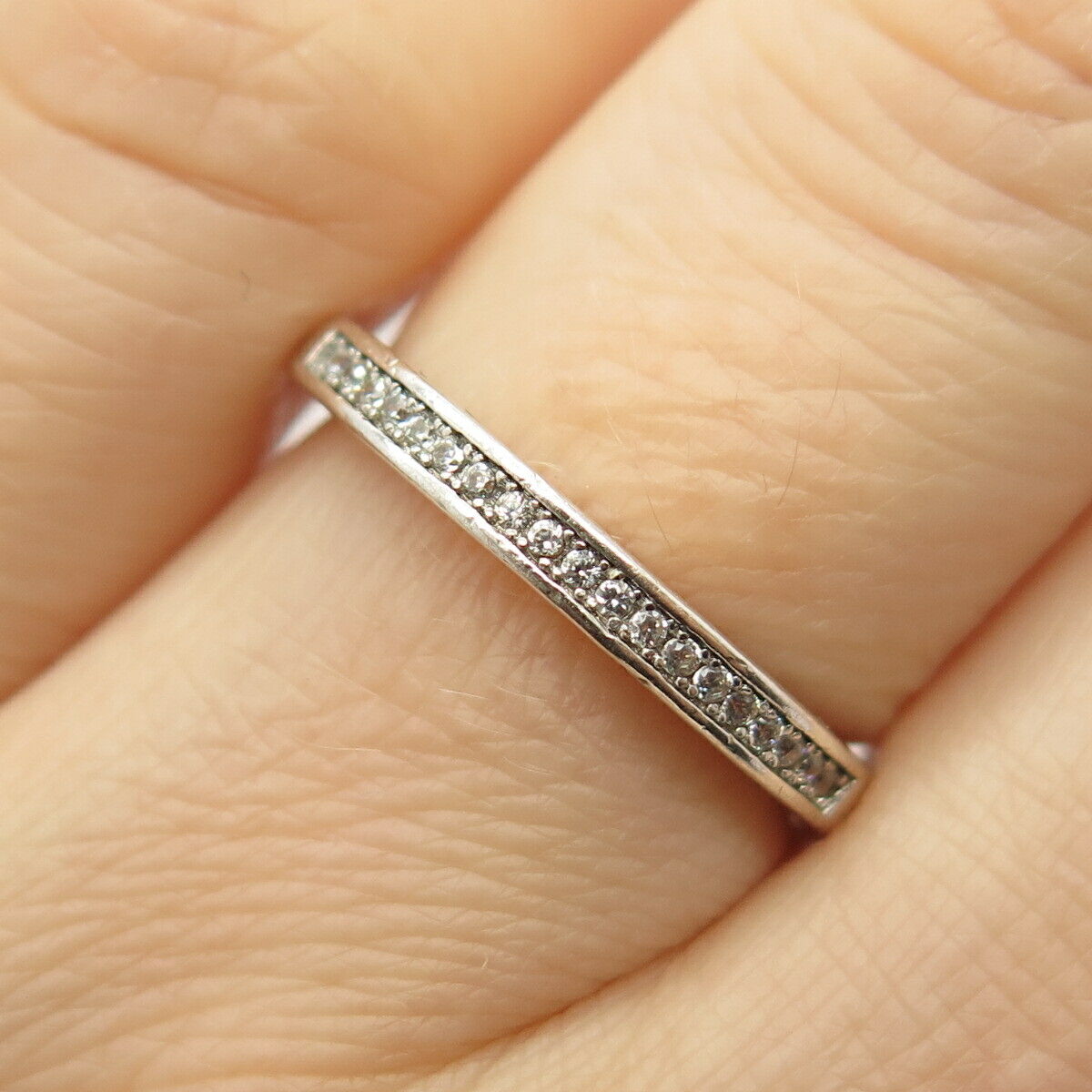 925 Sterling Silver Pave C Z Band Ring Size 6 3/4