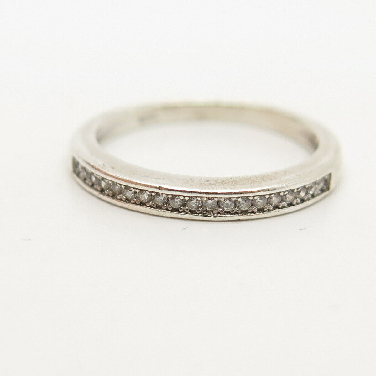 925 Sterling Silver Pave C Z Band Ring Size 6 3/4