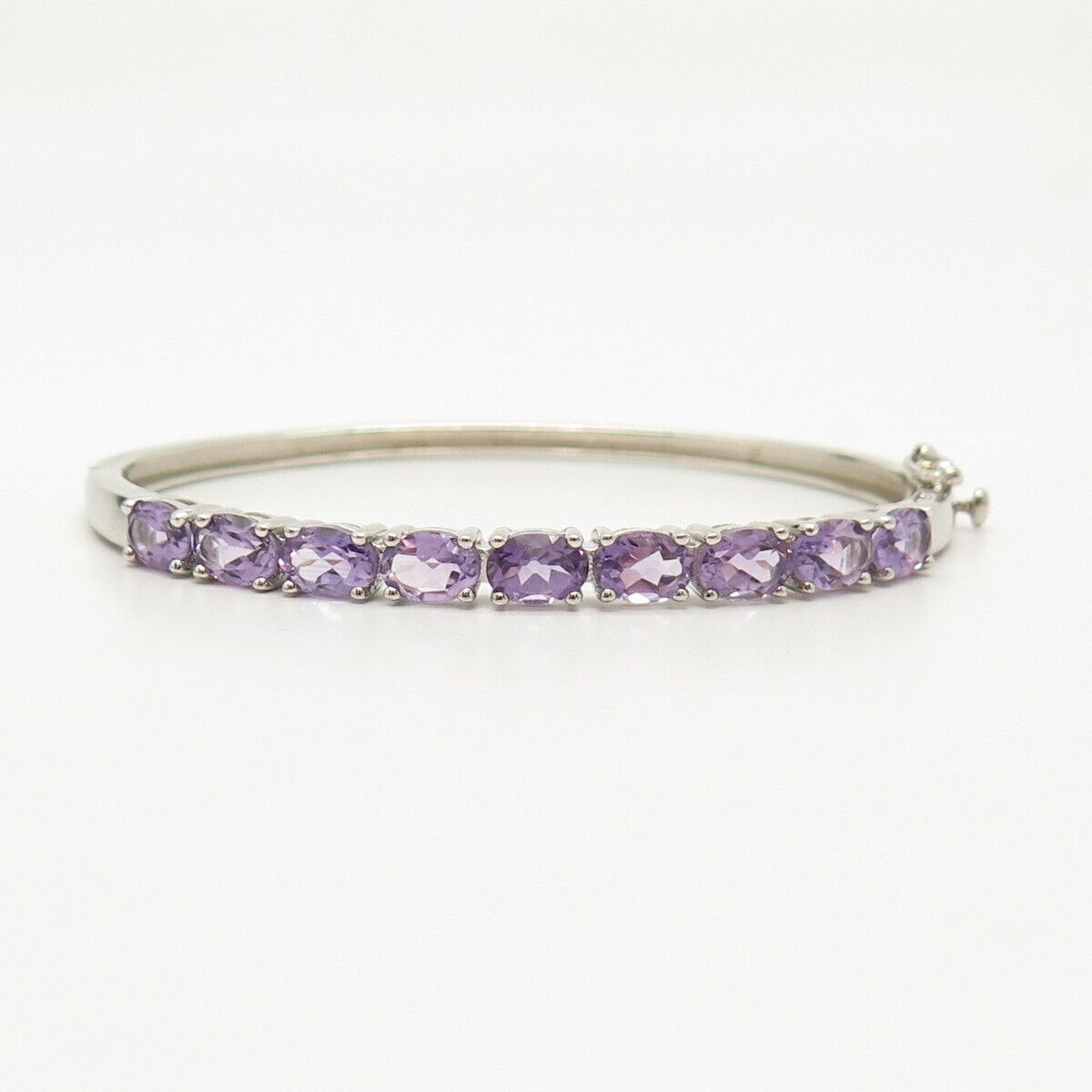 925 Sterling Silver Amethyst-Tone C Z Tennis Link Bracelet 7"