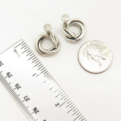 925 Sterling Silver Vintage BEAU Love Knot Screw Back Earrings