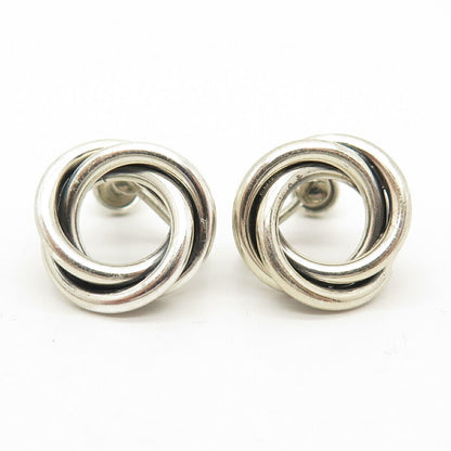 925 Sterling Silver Vintage BEAU Love Knot Screw Back Earrings